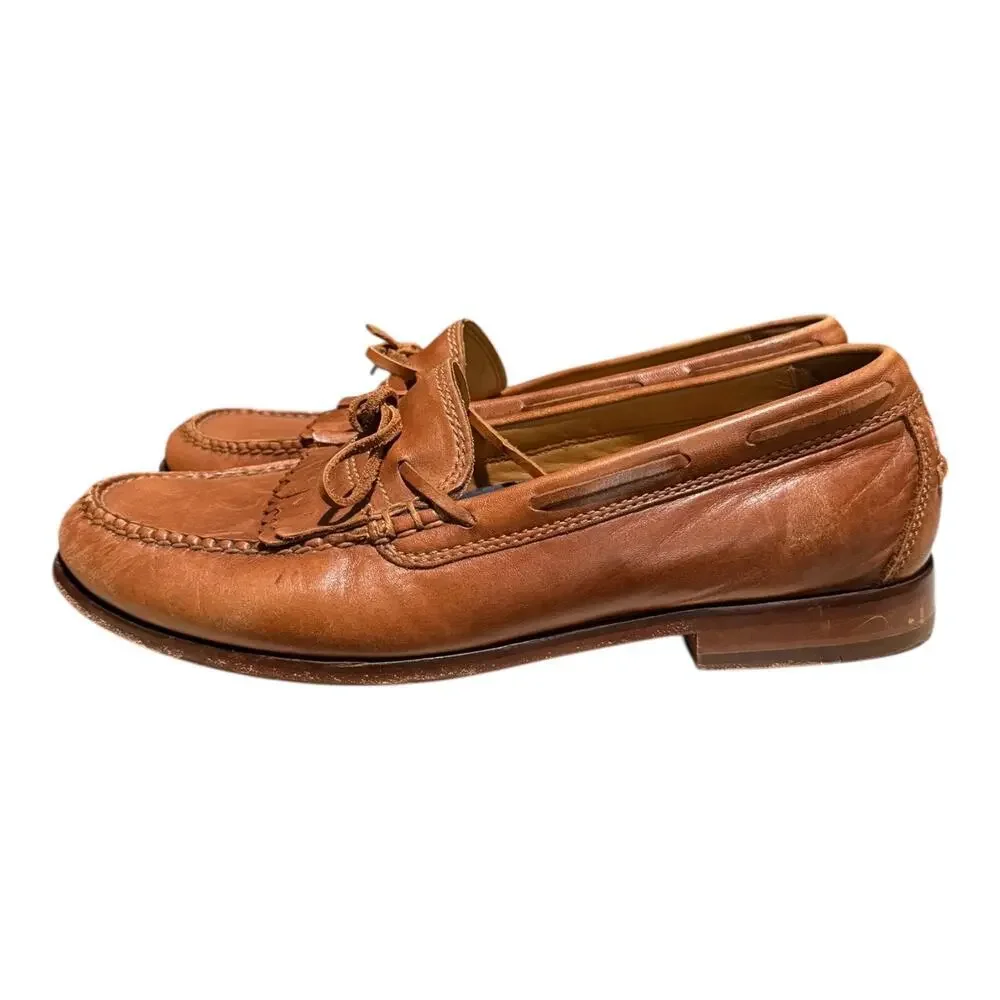 Cole Haan Pinch Men’s Tassel Kilted Leather Moccasin Cognac Brown Size 9.5 M